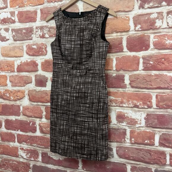 The Limited Women's Dress 4 Brown White Plaid Abstract Casual Career Zip Up - Picture 3 of 8